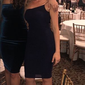 Beautiful Nookie navy blue one shoulder dress.